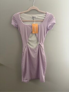 ThatsSoFetch Lilac Cutout Scoop Mini Dress